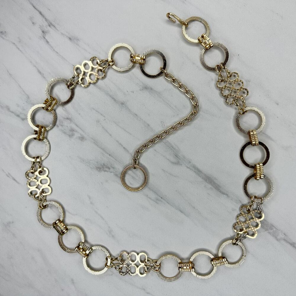 Textured Gold Chain Belt Circle Lattice XS/S ✨